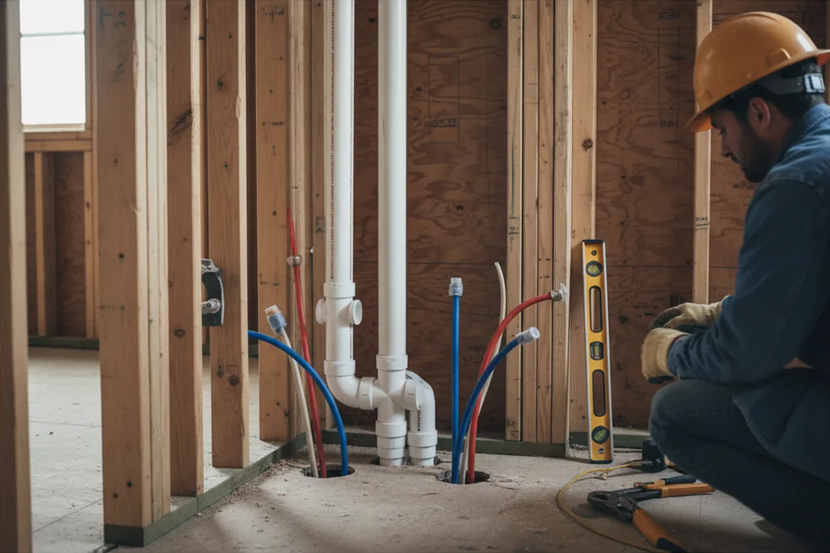 Drain and supply rough-in during Leak Detection in Maurertown